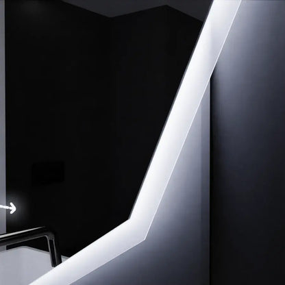 Miroir LED 70cm, capteur POLIGON MotionGlow Marcello, système anti-buée, Horloge & Thermomètre, Dimabila 084