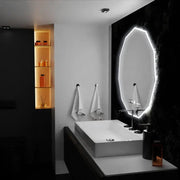 Miroir LED 70cm, capteur POLIGON MotionGlow Marcello, système anti-buée, Horloge & Thermomètre, Dimabila 084