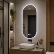 Miroir LED ovale, 50x100cm, Velara Touch, système anti-buée, intensité variable