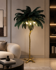 Lampe Plume Polie 1x E27 170cm Vert Foncé