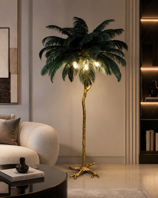 Lampe Plume Polie 1x E27 170cm Vert Foncé