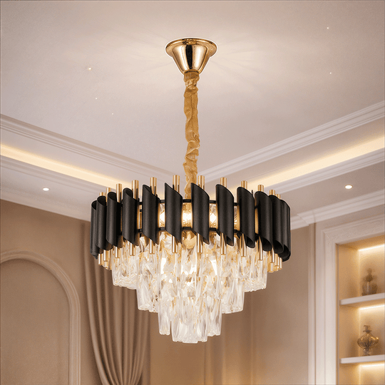 Lustre en cristal VERSAILLES Nobile 5xE14, diamètre 40cm, lustres en cristal doré brillant et noir Default Title Alessandro Design