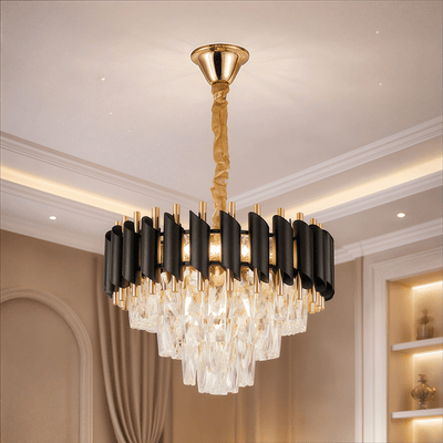 Nobile VERSAILLES Lustre en Cristal 5xE14, diamètre 40cm, Or Brillant et Noir