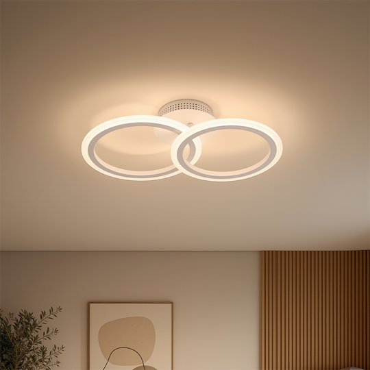 Lustre LED avec télécommande BETTY 27W, 2 Cercles, Lumière Froide/Chaude/Neutre, Dimmable, Lustre LED Blanc avec télécommande Default Title Alessandro Design