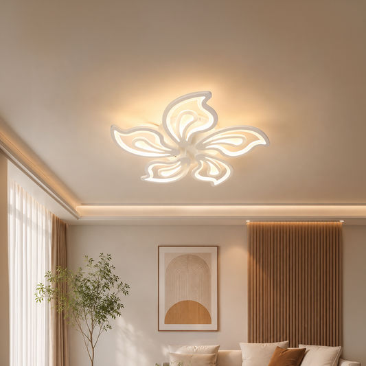 Lustre LED avec télécommande LILY 86W, 5 éléments, Lumière Froide/Chaude/Neutre, Dimmable, Blanc
