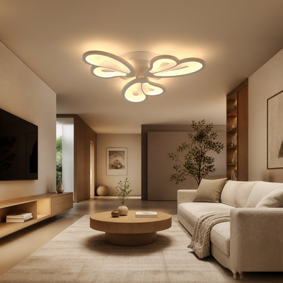 Lustre LED avec télécommande BLOSSOM 40W, 3 Pétales, Lumière Froide/Chaude/Neutre, Dimmable, Blanc