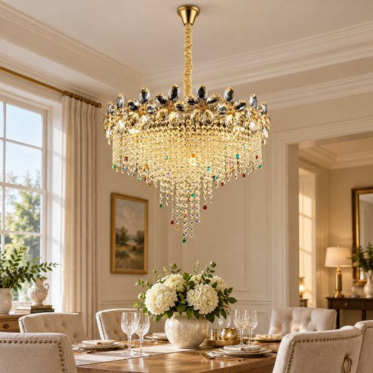 Lustre en cristal BLOSSOM Eleganza, 6xE14, 50cm, or brillant, hauteur réglable, métal et cristal