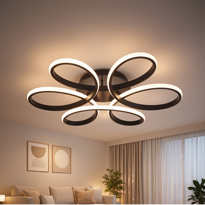 Lustre LED avec télécommande HELIX 63W, Lumière Froide/Chaude/Neutre, Dimmable, Noir