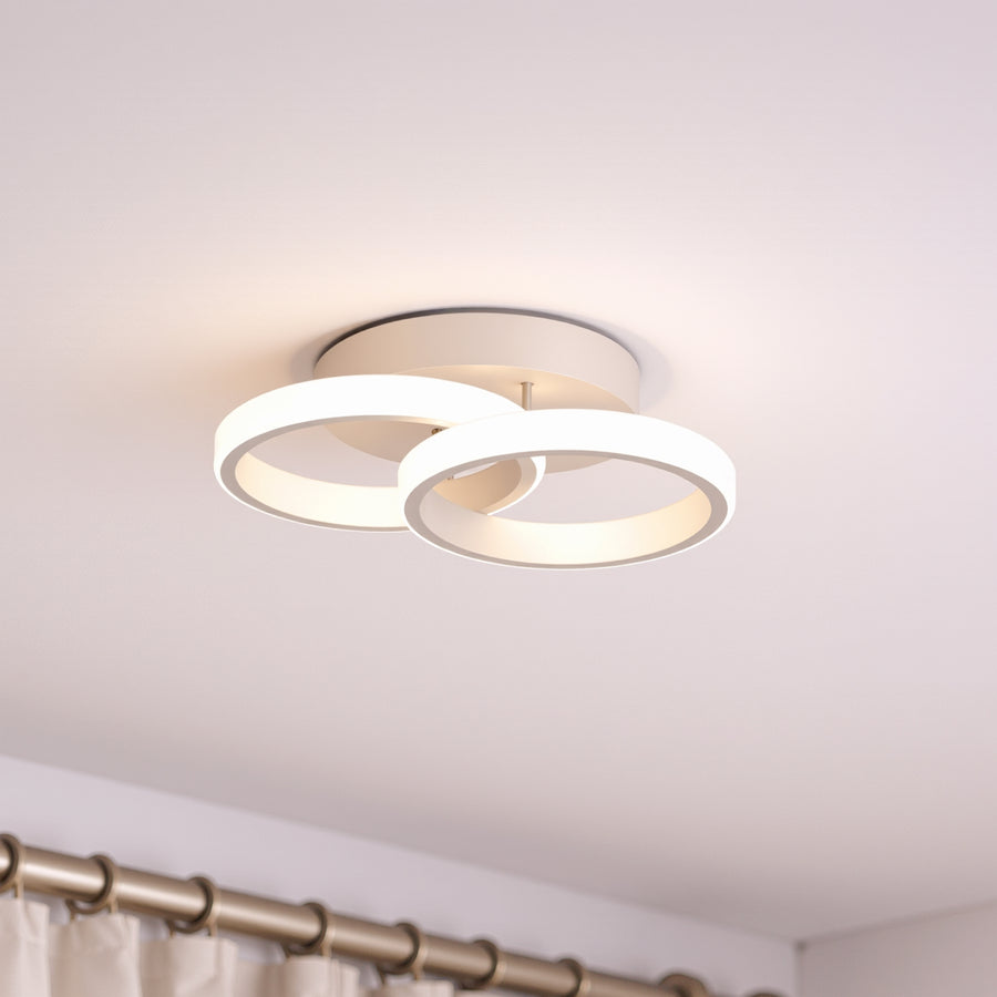 Lustre LED VERTEX CIRCULA 21W, 2 Cercles, Structure en Métal, Lumière Froide/Chaude/Neutre, Blanc