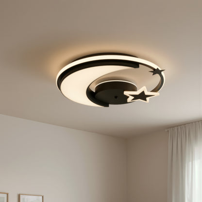 Lustre LED avec télécommande ALYONA 44W, Lune et Étoile, Lumière Froide/Chaude/Neutre, Dimmable, Noir