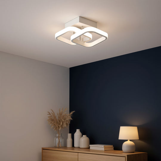 Lustre LED Matrix VERTEX, diamants superposés, cadres en métal, 24 W, 2 diamants, lumière froide/chaude/neutre 3000K/4000K/6000K, lustres LED blancs Titre par défaut Alessandro Design