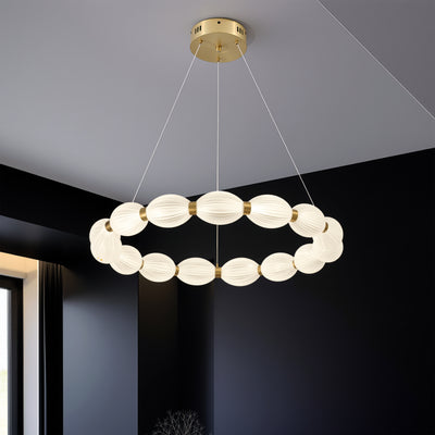 Lustre LED suspendu FAUSTO II, 42W, Lumière Froid/Chaud/Neutre, Hauteur réglable, Doré