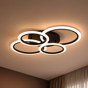 Lustre LED avec télécommande BETTY 44W, 4 Cercles, Lumière Froide/Chaude/Neutre, Dimmable, Noir