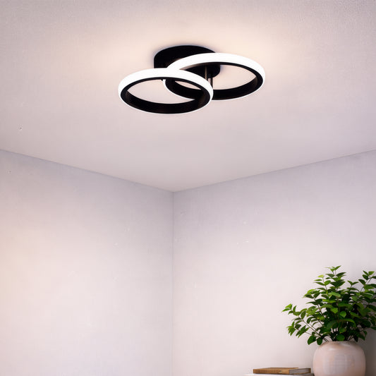 Lustre LED VERTEX CIRCULA 21W, 2 Cercles, Structure en Métal, Lumière Froide/Chaude/Neutre 3000K/4000K/6000K, Noir, Métal