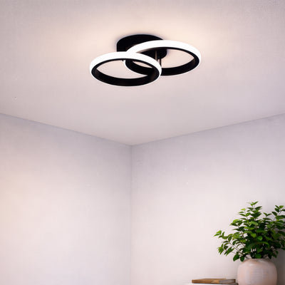 Lustre LED VERTEX CIRCULA 21W, 2 Cercles, Structure en Métal, Lumière Froide/Chaude/Neutre 3000K/4000K/6000K, Noir, Métal