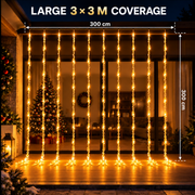 Installation de Noël de type pluie, lumière chaude, 300 x 300 cm, 320 LED