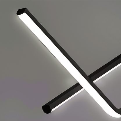 Lustre LED suspendu avec télécommande ZIGZAG 27W, Lumière Froide/Chaude/Neutre, Dimmable, Noir, Hauteur Réglable