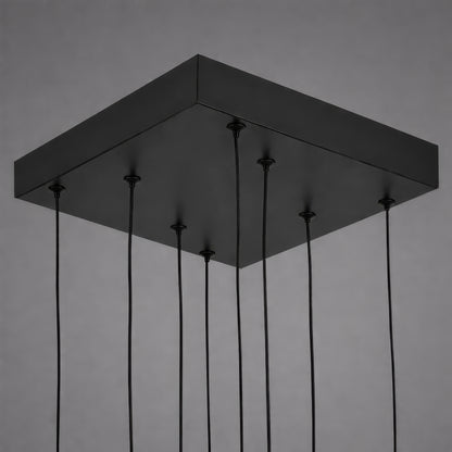 Lustre LED avec télécommande, Suspendu 96W, 4 Éléments, Lumière Froid/Chaud/Neutre, Dimmable, Hauteur réglable, Noir