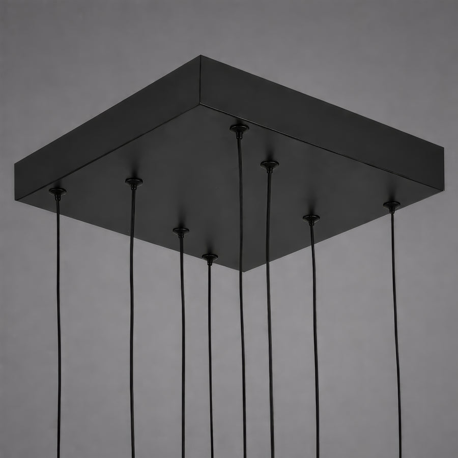 Lustre LED avec télécommande, Suspendu 96W, 4 Éléments, Lumière Froid/Chaud/Neutre, Dimmable, Hauteur réglable, Noir