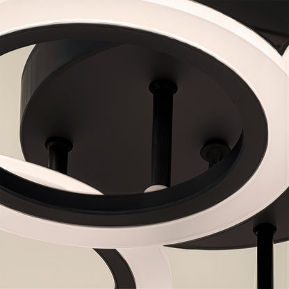 Lustre LED avec télécommande BETTY 44W, 4 Cercles, Lumière Froide/Chaude/Neutre, Dimmable, Noir