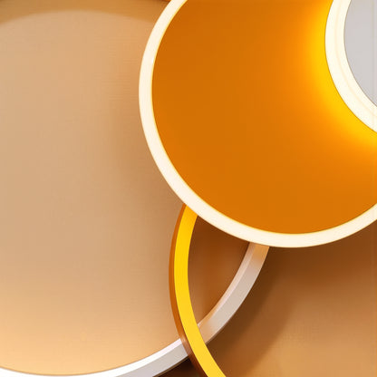 Lustre LED avec télécommande KILLIAN 80W, 4 Cercles, Lumière Froide/Chaude/Neutre, Dimmable, Doré