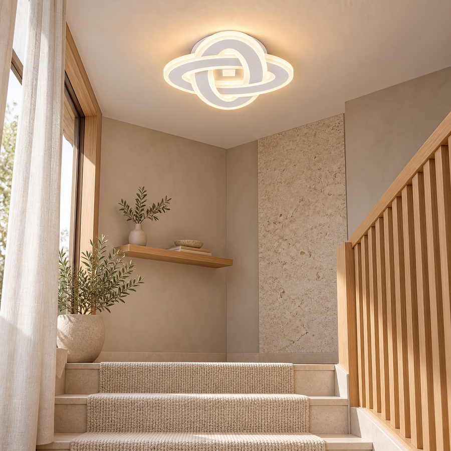 Lustre LED CRINELLA 45W, Diamètre 23cm, Lumière Froide/Chaude/Neutre, Blanc