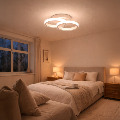 Lustre LED VERTEX CIRCULA 21W, 2 Cercles, Structure en Métal, Lumière Froide/Chaude/Neutre, Blanc