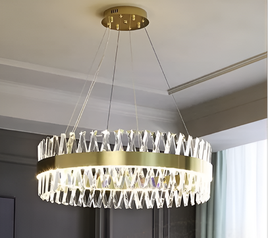 CASERTA Lustre LED avec Télécommande, 68W, Intensité Variable, 3000K/4000K/6000K, Diamètre 60cm, Or