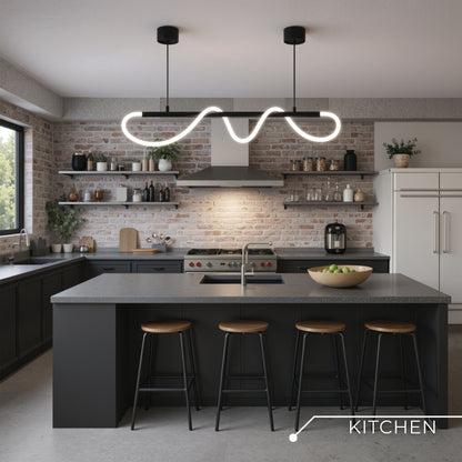 DIVINO Lustre LED avec Tube Flexible en Silicone - 24W, Lumière Orientable, Noir Mat