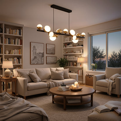 Lustre suspendu LED en acrylique Aurion 29 W avec télécommande, intensité variable, or noir, métal et acrylique