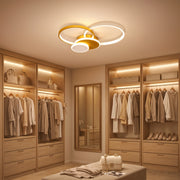 Lustre LED avec télécommande KILLIAN 80W, 4 Cercles, Lumière Froide/Chaude/Neutre, Dimmable, Doré