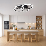 Lustre LED avec télécommande BETTY 44W, 4 Cercles, Lumière Froide/Chaude/Neutre, Dimmable, Noir