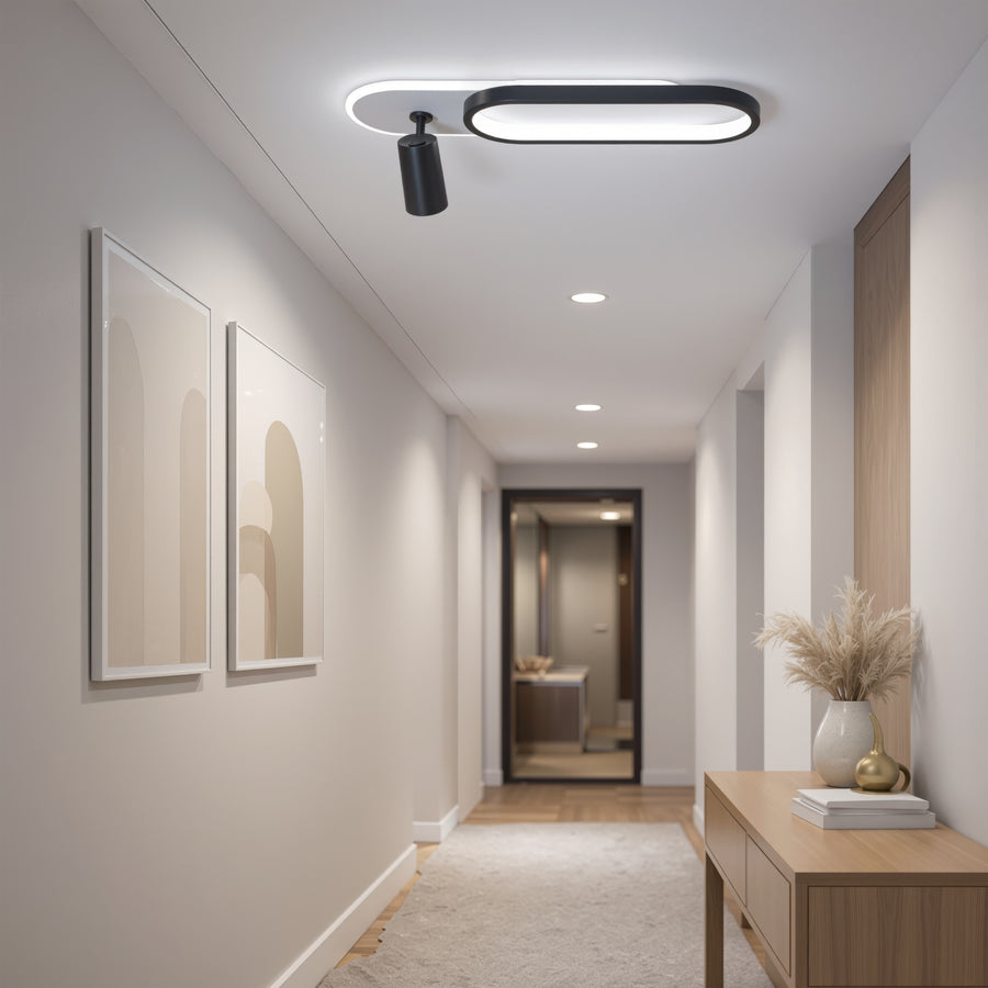 Lustre LED avec projecteur orientable FISSO Camilla 49W, lumière 3000/4000/6000k, Noir