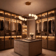 Lustre suspendu LED en acrylique Nova 57W avec télécommande, variable, 3000K/4000K/6000K, doré, métal et acrylique