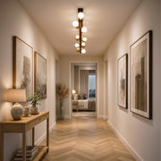 Lustre suspendu LED en acrylique Aurion 29 W avec télécommande, intensité variable, or noir, métal et acrylique