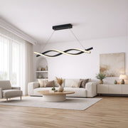 Lustre LED Suspendu avec Télécommande, FLUX, 27W, 116cm, Lumière Froide/Chaude/Neutre 3000K/4000K/6000K, Intensité Variable, Noir, Hauteur Réglable, Métal et Silicone