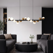 Lustre suspendu LED en acrylique Aurion 29 W avec télécommande, intensité variable, or noir, métal et acrylique