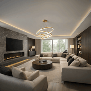 Lustre LED suspendu avec télécommande ELIZABETH, 85W, 3 Cercles, Lumière Froid/Chaud/Neutre, Dimmable, Or Brillant, Hauteur Réglable
