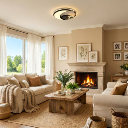 Lustre LED avec télécommande ALYONA 44W, Lune et Étoile, Lumière Froide/Chaude/Neutre, Dimmable, Noir