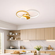 Lustre LED avec télécommande KILLIAN 80W, 4 Cercles, Lumière Froide/Chaude/Neutre, Dimmable, Doré