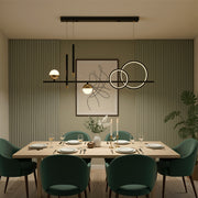 Lustre LED suspendu avec télécommande DAMARA 44W, Lumière Froide/Chaude/Neutre, Dimmable, Noir, Hauteur Réglable