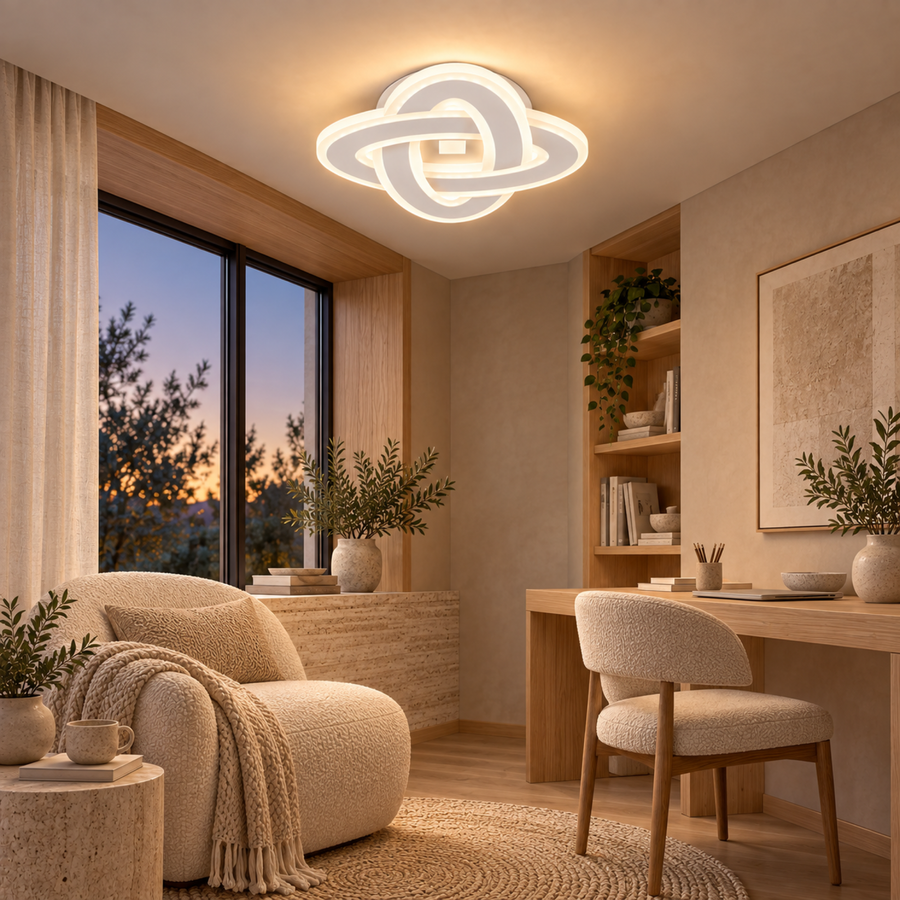 Lustre LED CRINELLA 45W, Diamètre 23cm, Lumière Froide/Chaude/Neutre, Blanc