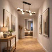 Lustre suspendu LED en acrylique Aurion 29 W avec télécommande, intensité variable, or noir, métal et acrylique