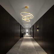 Lustre LED suspendu avec télécommande ELIZABETH, 85W, 3 Cercles, Lumière Froid/Chaud/Neutre, Dimmable, Or Brillant, Hauteur Réglable