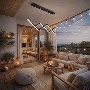 Lustre LED suspendu avec télécommande ZIGZAG 27W, Lumière Froide/Chaude/Neutre, Dimmable, Noir, Hauteur Réglable