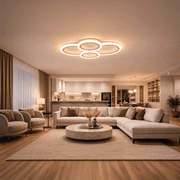 Lustre LED avec télécommande BETTY 43W, 4 Cercles, Lumière Froide/Chaude/Neutre, Dimmable, Blanc