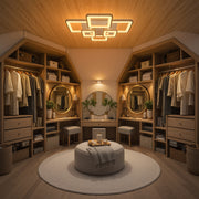 Lustre LED avec télécommande ELLA 119W, 6 carrés, Lumière Froide/Chaude/Neutre, Dimmable, Blanc