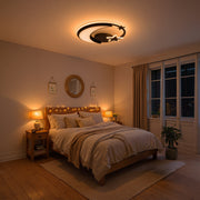 Lustre LED avec télécommande ALYONA 44W, Lune et Étoile, Lumière Froide/Chaude/Neutre, Dimmable, Noir