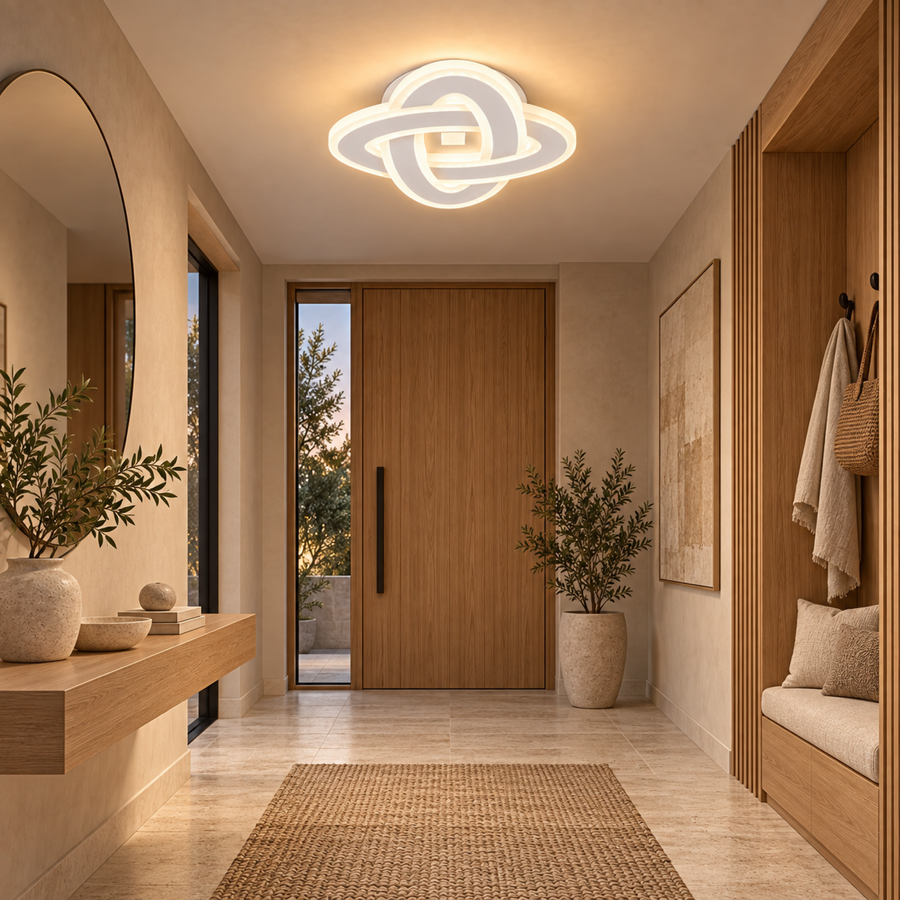Lustre LED CRINELLA 45W, Diamètre 23cm, Lumière Froide/Chaude/Neutre, Blanc