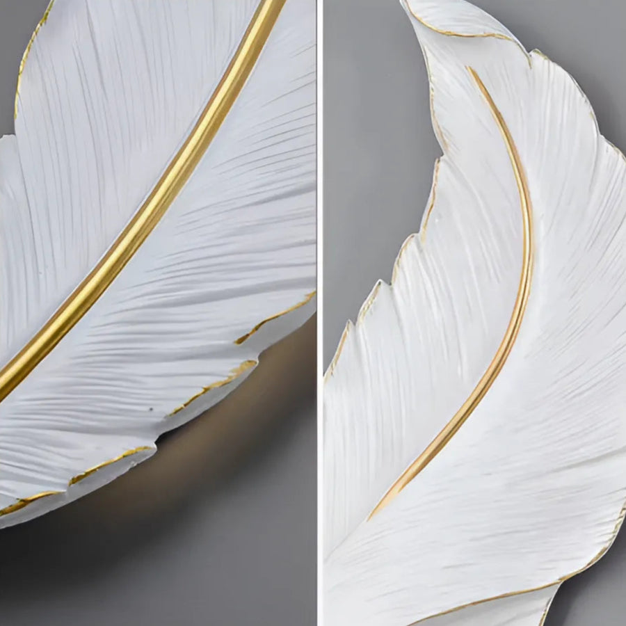 Applique murale LED, plume décorative 85CM lumière froide/chaude/neutre 3000K/4000K/6000K blanc doré